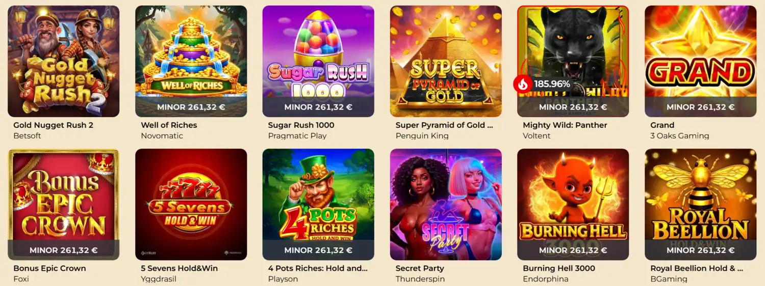 WinMega Casino Spielangebot